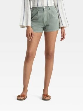 Universal Thread Sage Green High-Waist Cotton Shorts